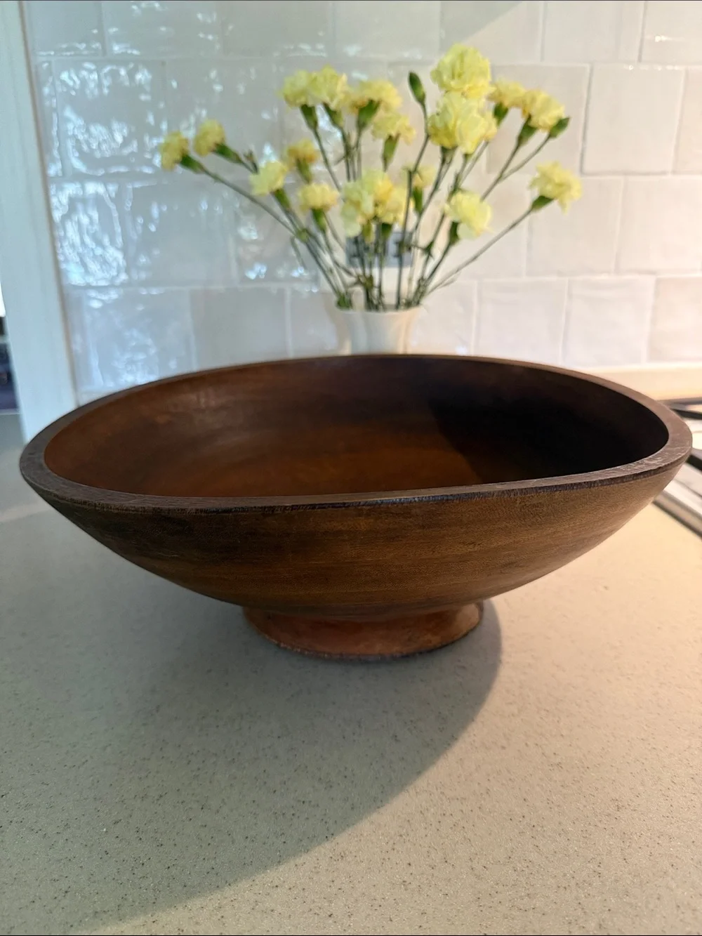 Wooden Decorative Serving Bowl in Warm Brown